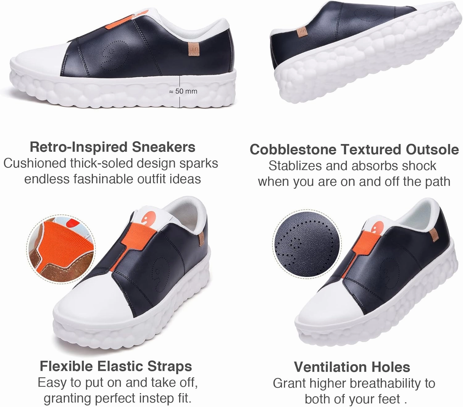UIN Women's Fashion Sneakers Lightweight Walking Casual Slip Ons Art Painted Athletic Travel Skate Shoes Las Ramblas
