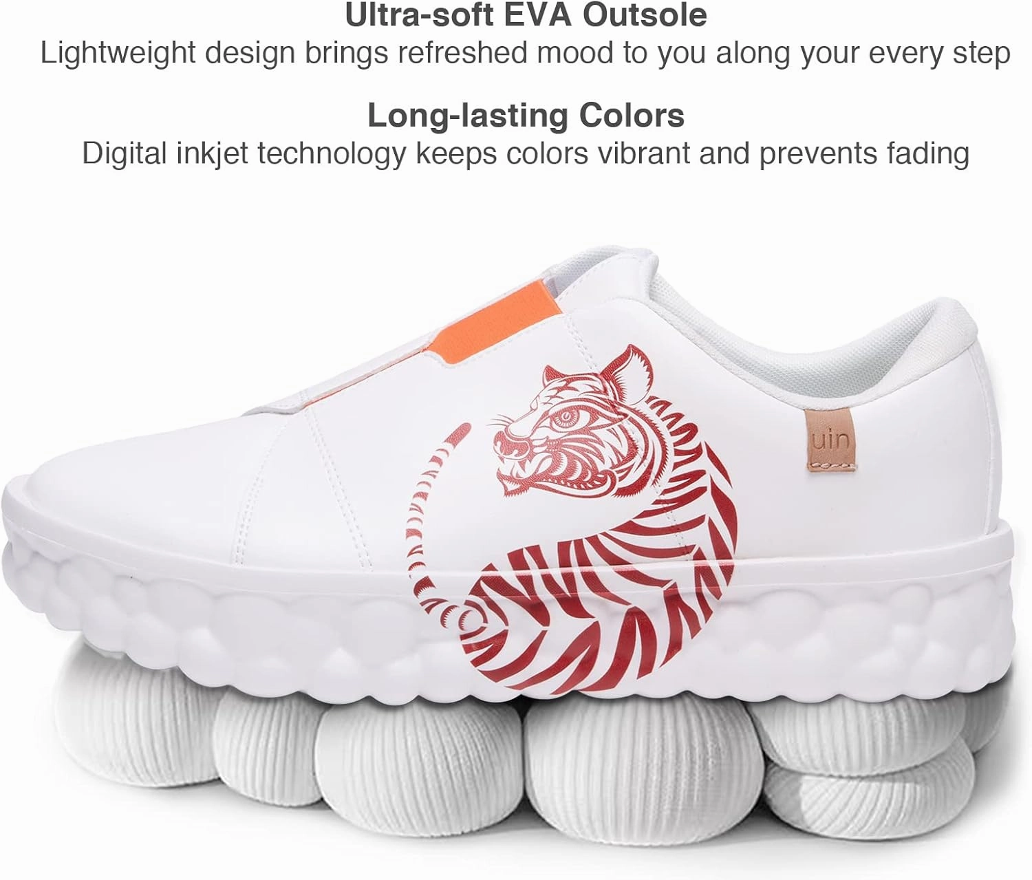 UIN Women's Fashion Sneakers Lightweight Walking Casual Slip Ons Art Painted Athletic Travel Skate Shoes Las Ramblas