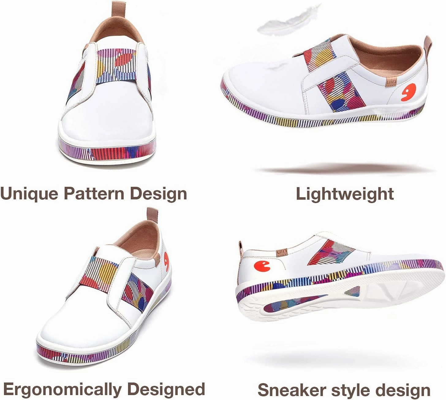 UIN Women's Fashion Sneakers Lightweight Walking Casual Slip Ons Art Painted Athletic Travel Skate Shoes Las Ramblas