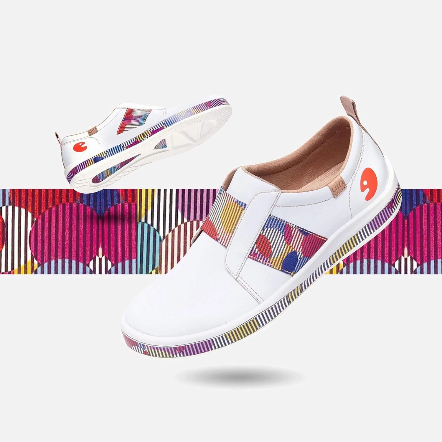 UIN Women's Fashion Sneakers Lightweight Walking Casual Slip Ons Art Painted Athletic Travel Skate Shoes Las Ramblas