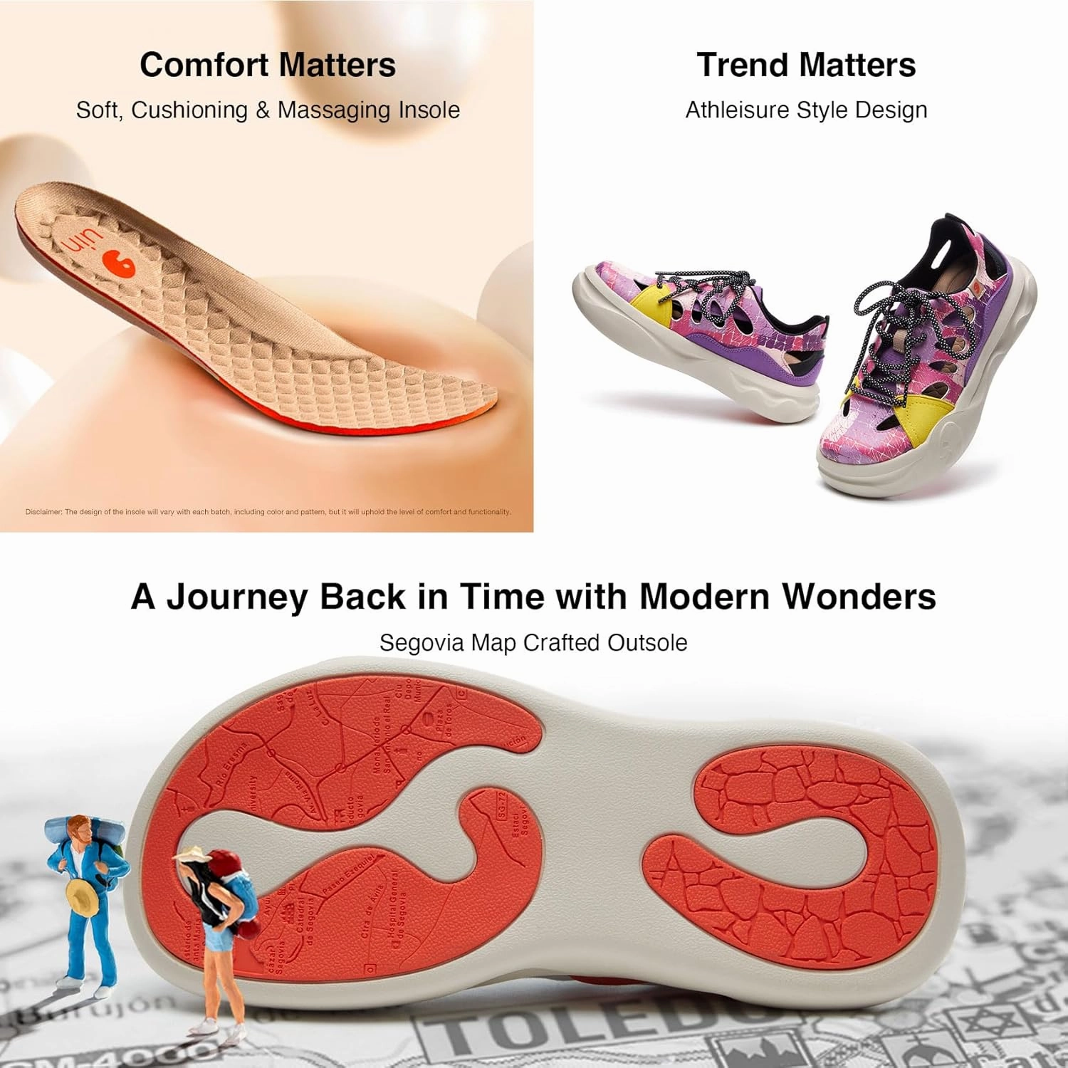 UIN Women's Skateboard Shoes Fashion Sneakers Walking Art Travel Shoes Segovia