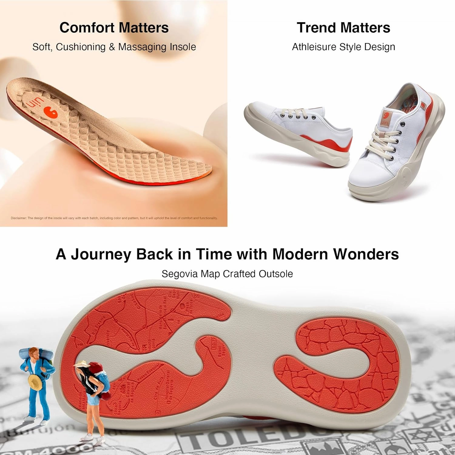 UIN Women's Skateboard Shoes Fashion Sneakers Walking Art Travel Shoes Segovia