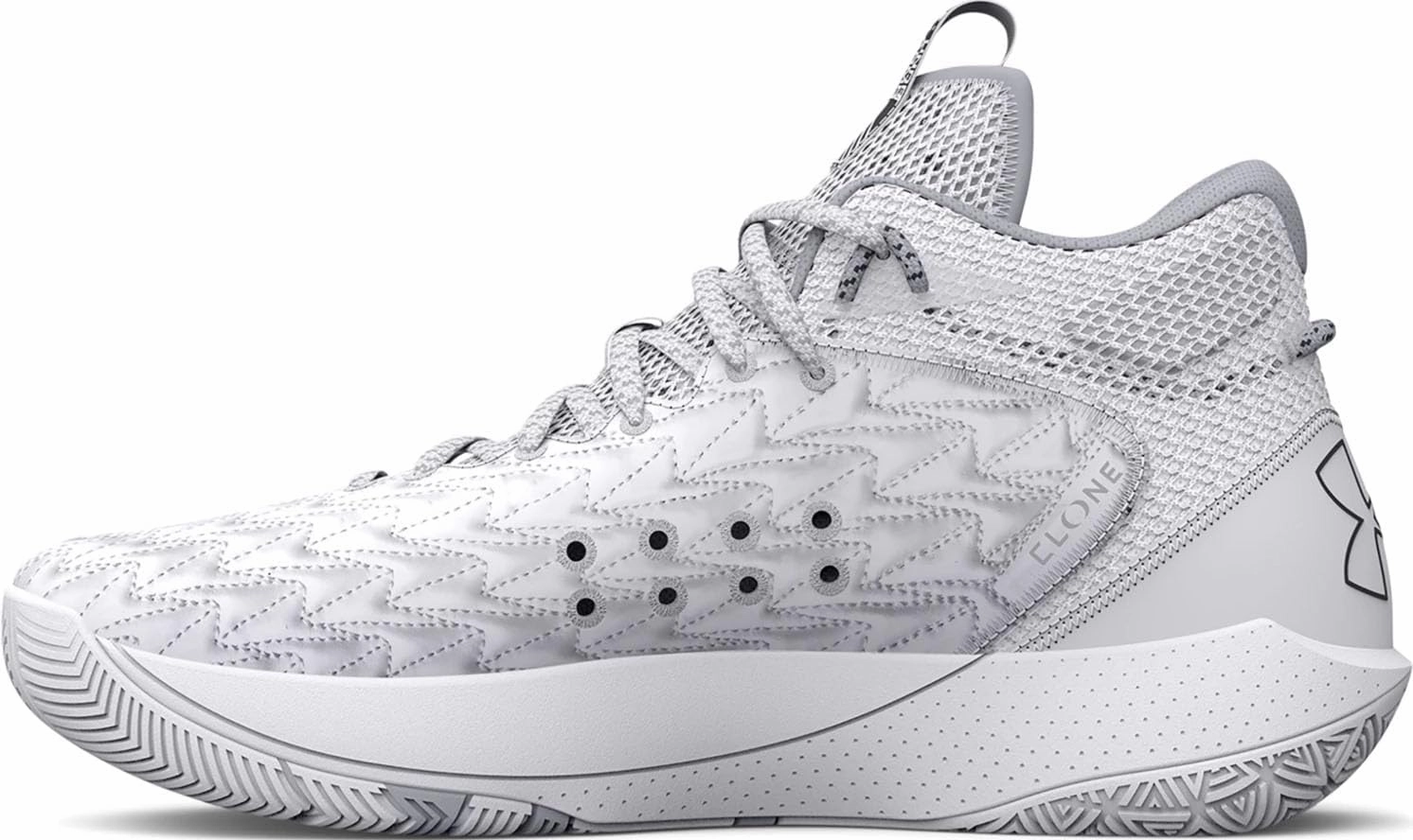 Under Armour - Unisex-Adult HOVR Havoc 5 Clone Team Basketball Shoes, Color White (102), Size: 5.5 M US Mens / 7 M US Womens