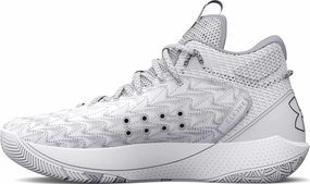 Under Armour - Unisex-Adult HOVR Havoc 5 Clone Team Basketball Shoes, Color White (102), Size: 5.5 M US Mens / 7 M US Womens