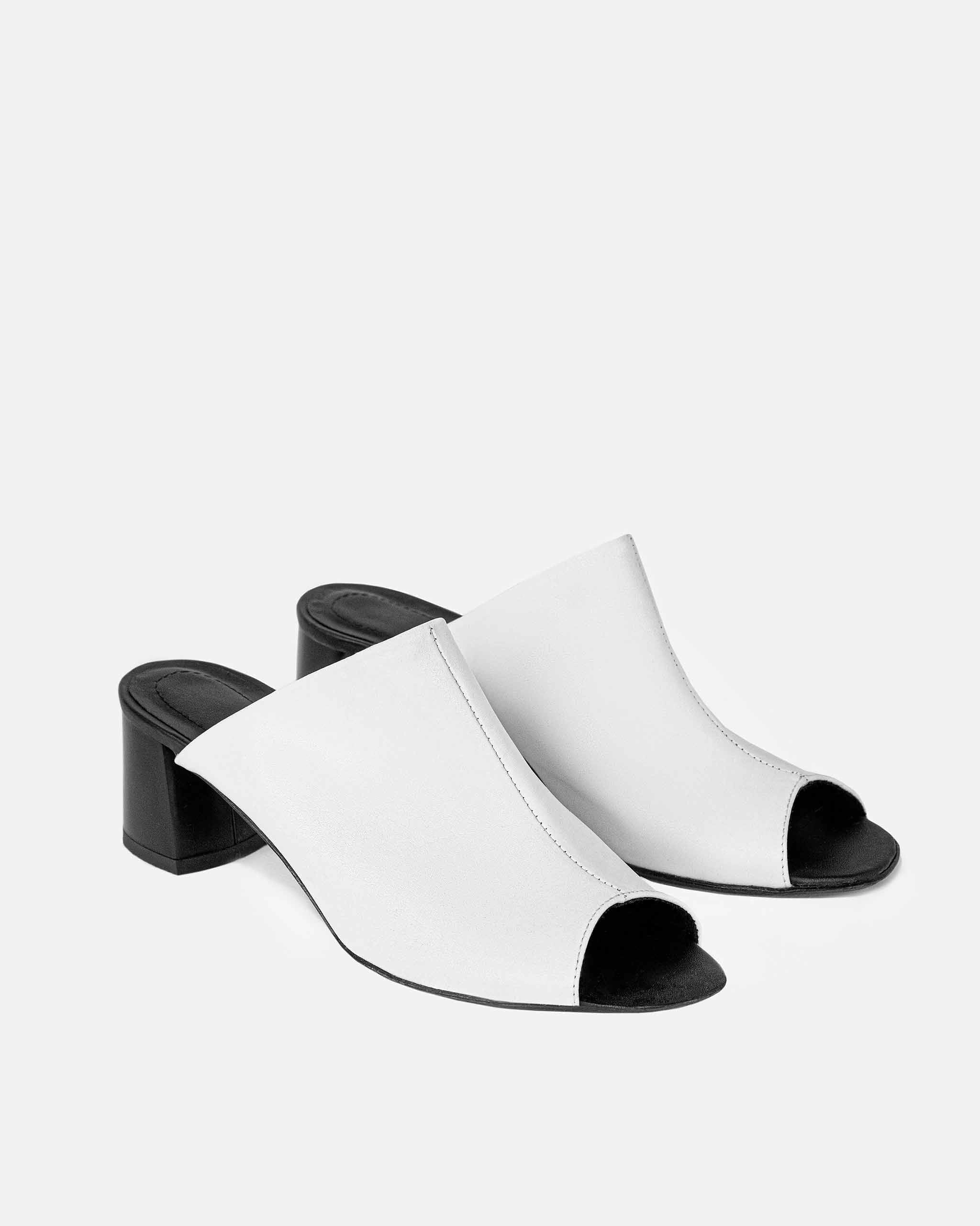 Uptown Desserto Cactus Leather Vegan Mules | White