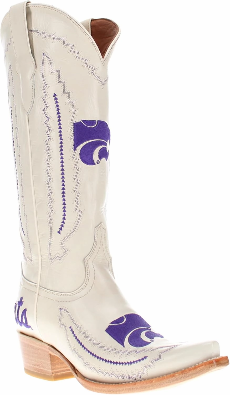 Vaccari Women's Naomi Genuine Leather Collegiate Embroidery Snip Toe Cowgirl Boots