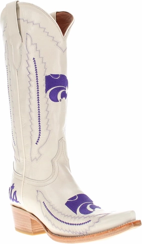 Vaccari Women's Naomi Genuine Leather Collegiate Embroidery Snip Toe Cowgirl Boots