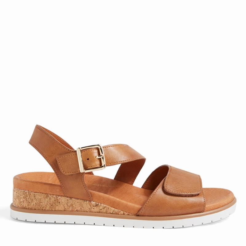 VAMSY W - TAN LEATHER-WHITE SOLE SANDALS