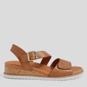 VAMSY W - TAN LEATHER-WHITE SOLE SANDALS