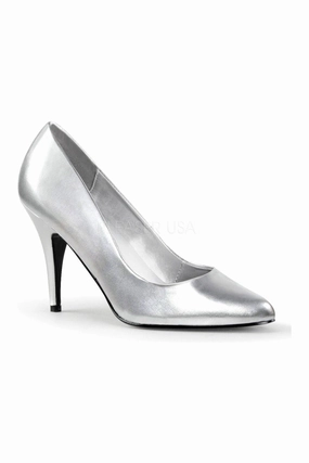 VANITY-420 Pump  | Silver Faux Leather