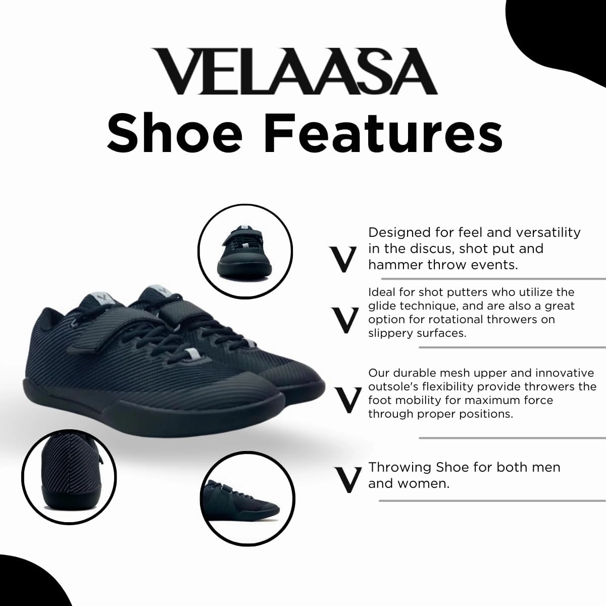 VELAASA Revolution | Throwing Shoe | Tungsten Line | Men and Womens Discus Throw Shoes | Shotput and Javelin Shoes | for Running | Track and Field Equipment | Training Gear