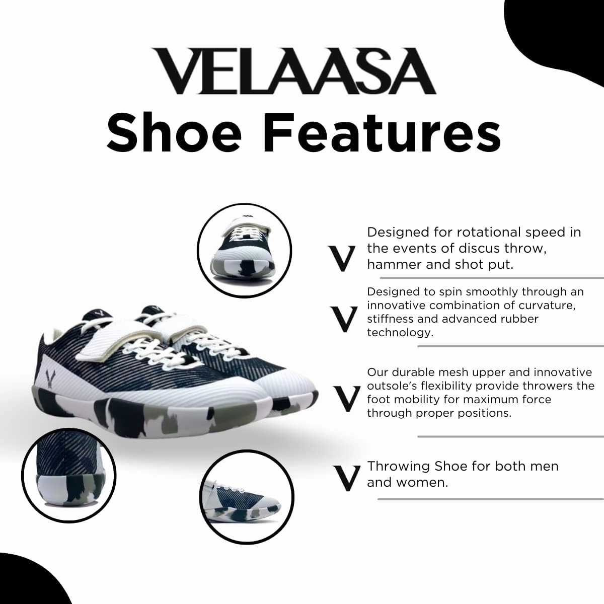 VELAASA Stones | Throwing Shoe | Men and Womens Discus Throw Shoes | Shotput and Javelin Shoes | for Running | Track and Field Equipment | Training Gear