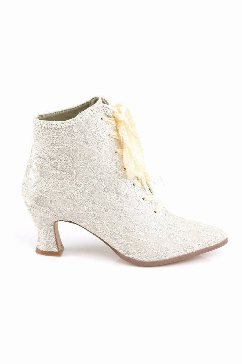 VICTORIAN-30 Ankle Boot | Champagne Genuine Satin