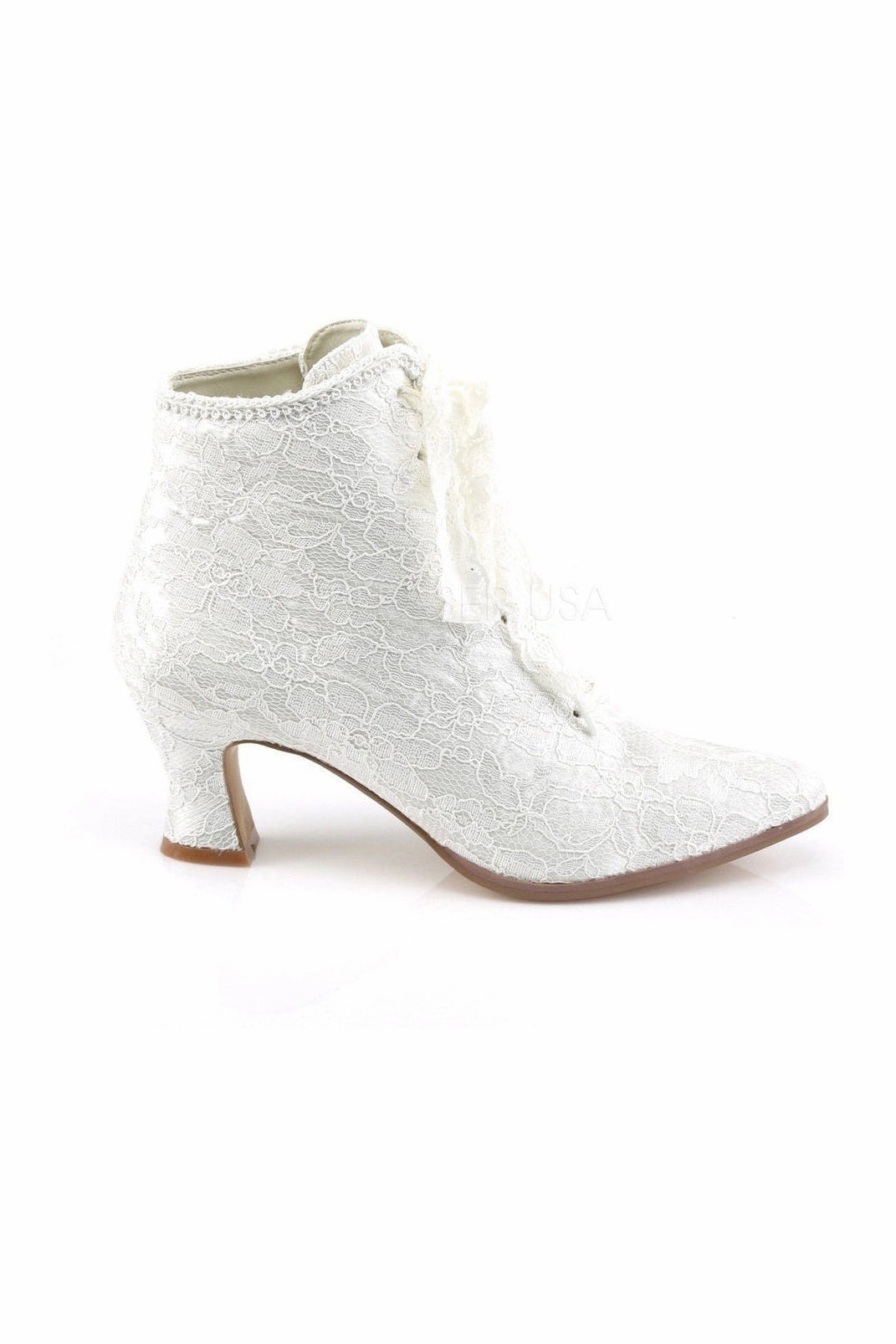 VICTORIAN-30 Ankle Boot | Ivory  Genuine Satin