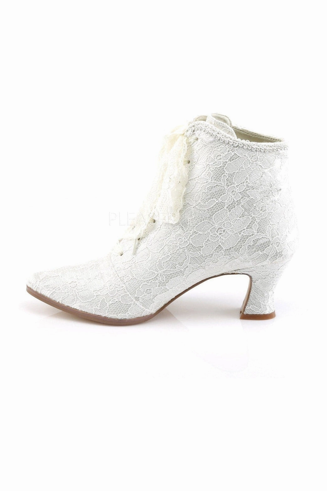 VICTORIAN-30 Ankle Boot | Ivory  Genuine Satin