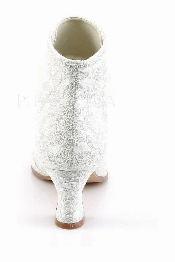VICTORIAN-30 Ankle Boot | Ivory  Genuine Satin
