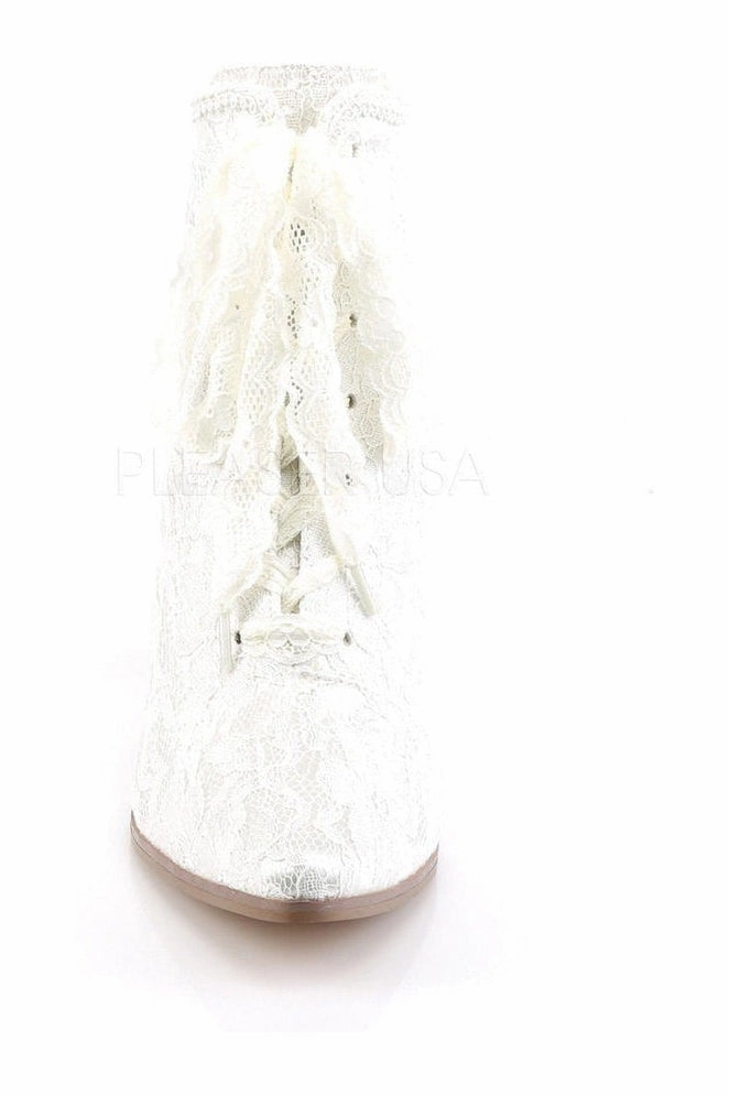 VICTORIAN-30 Ankle Boot | Ivory  Genuine Satin