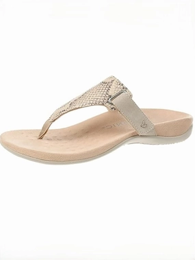 Vionic Size 12 Cream & Taupe Snakeskin Print Sandals