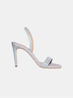 Vivien Cotton Vegan High Heeled Sandals | Silver Lurex