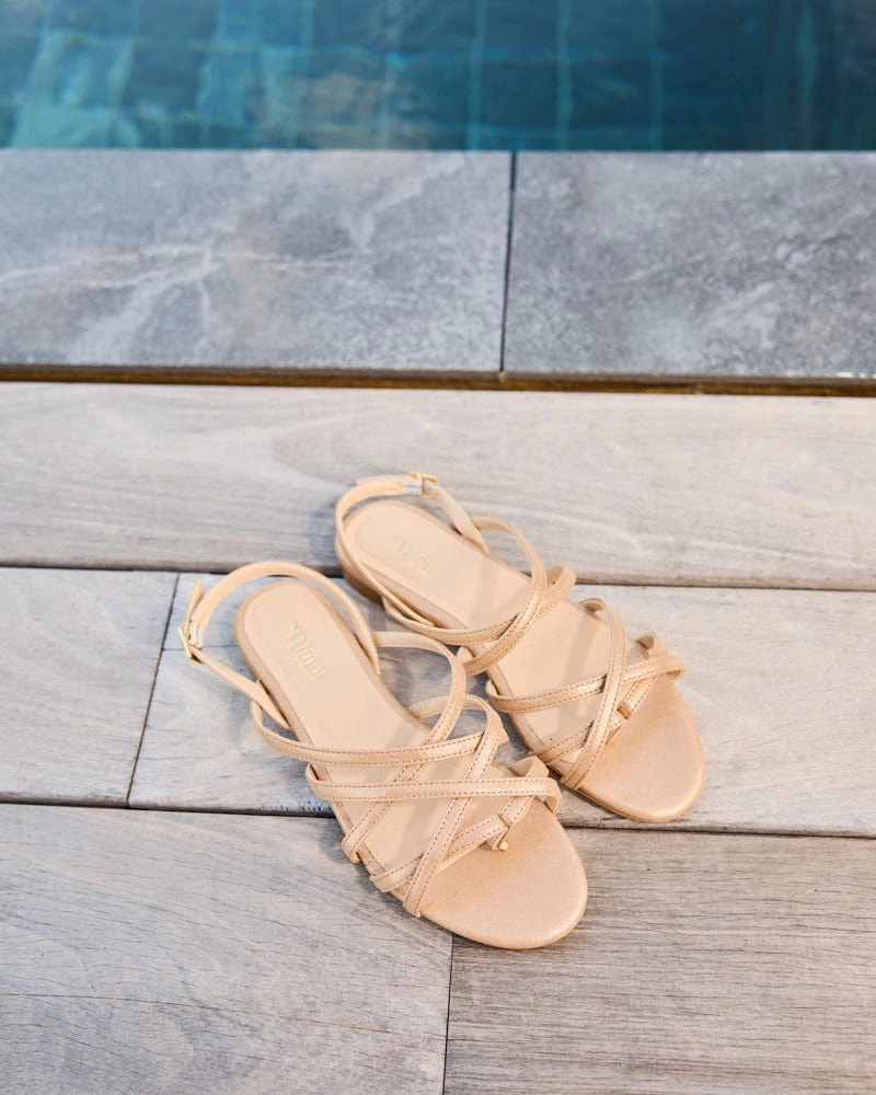 Vizzavona Vegan Recycled Grain Strappy Sandals | Gold