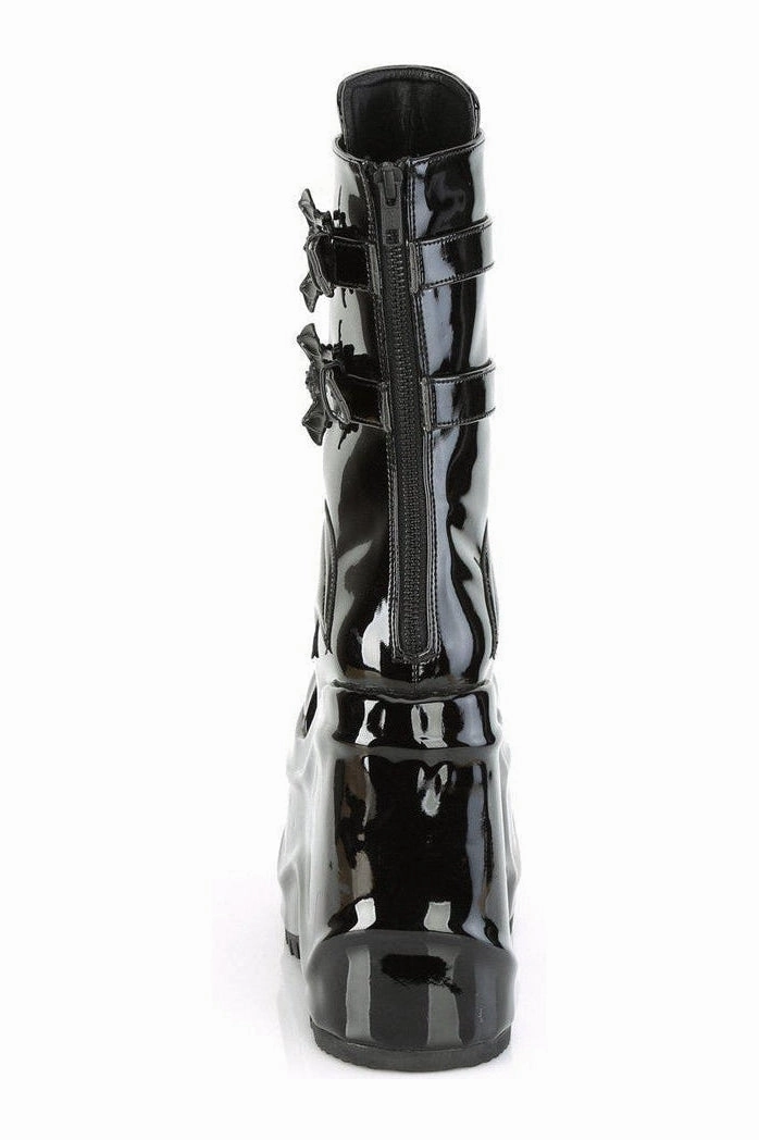 WAVE-150 Knee Boot | Black Patent