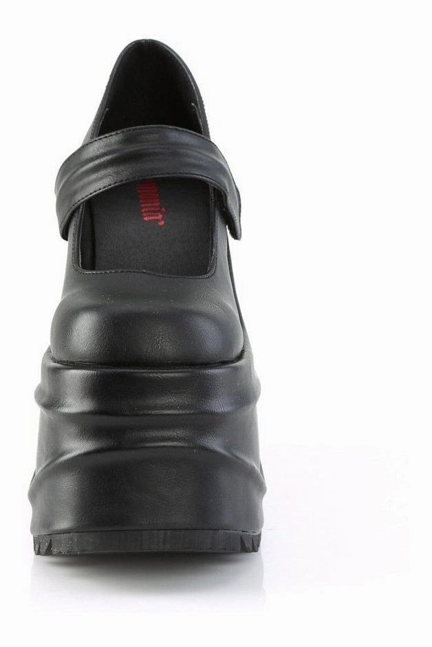 WAVE-32 Mary Jane | Black Faux Leather