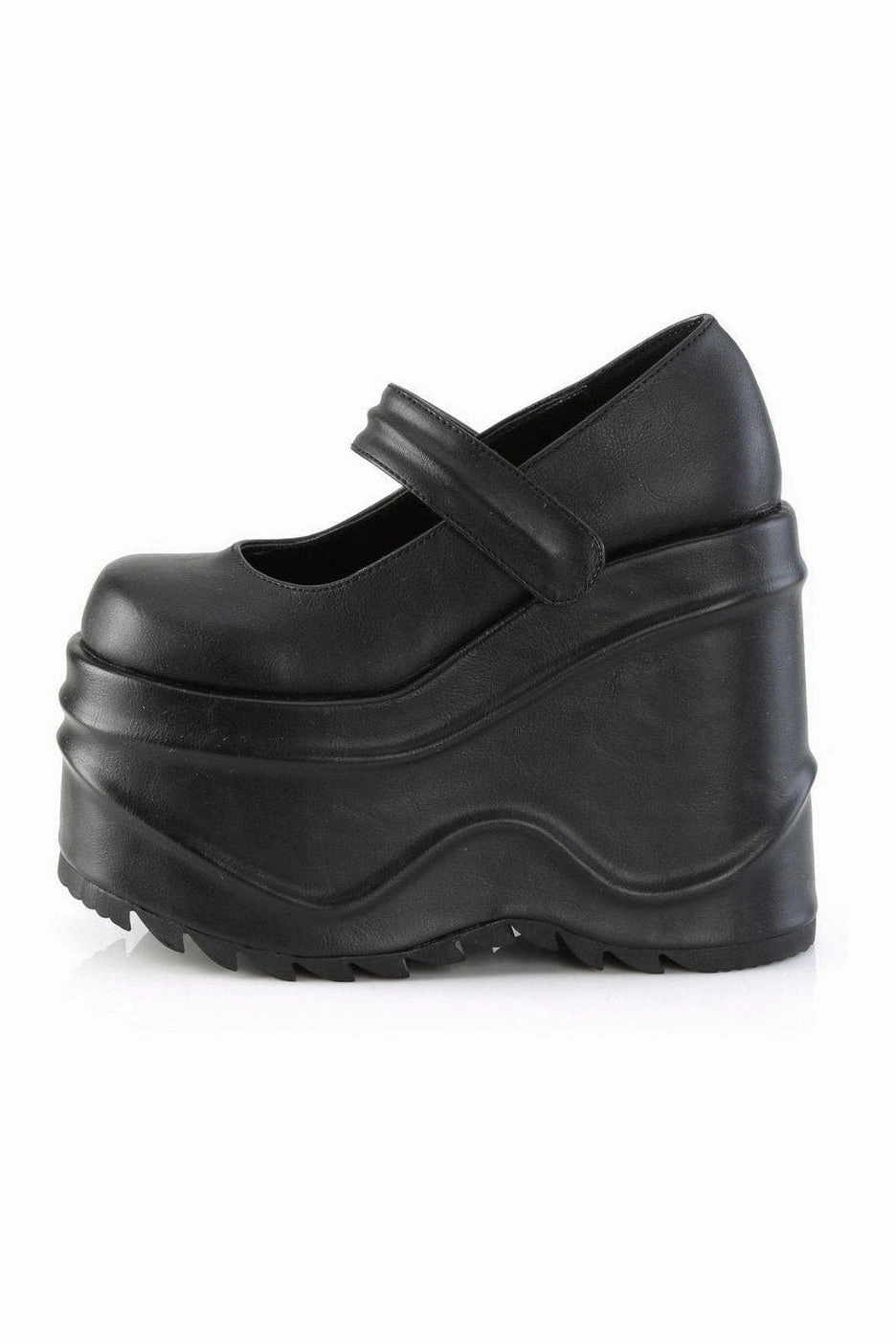 WAVE-32 Mary Jane | Black Faux Leather