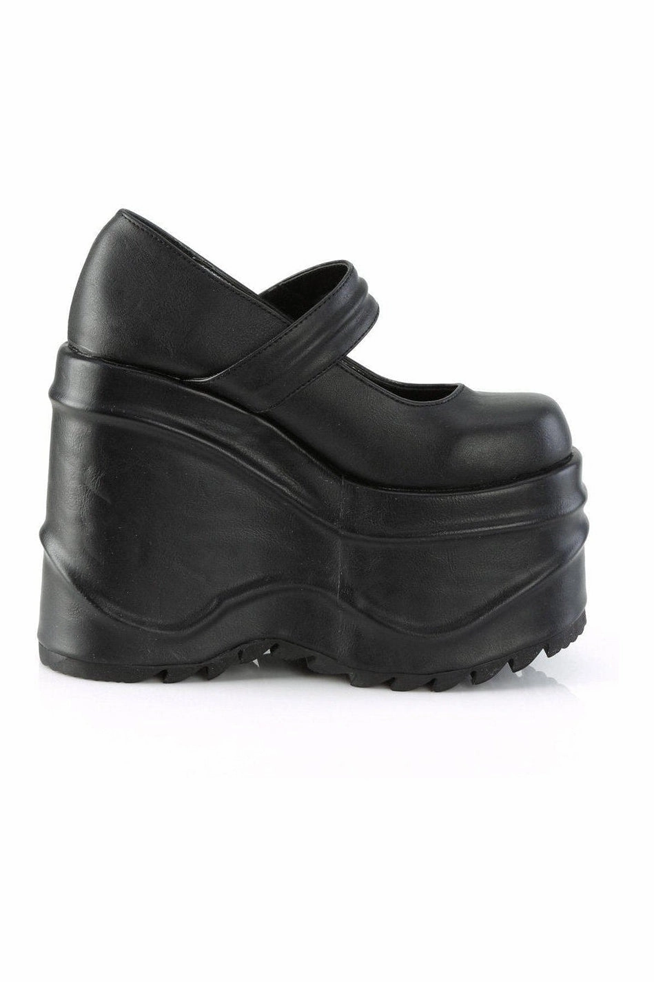 WAVE-32 Mary Jane | Black Faux Leather