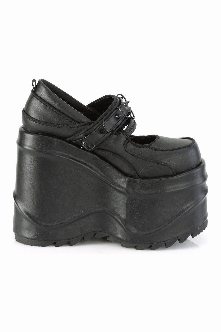 WAVE-48 Mary Jane | Black Faux Leather