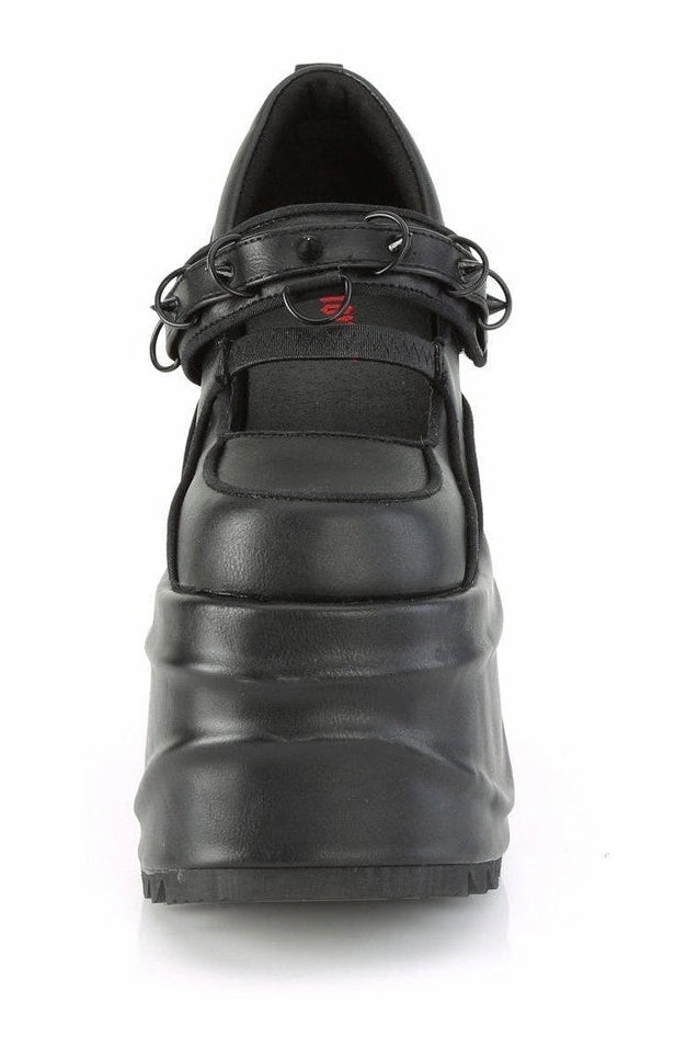 WAVE-48 Mary Jane | Black Faux Leather