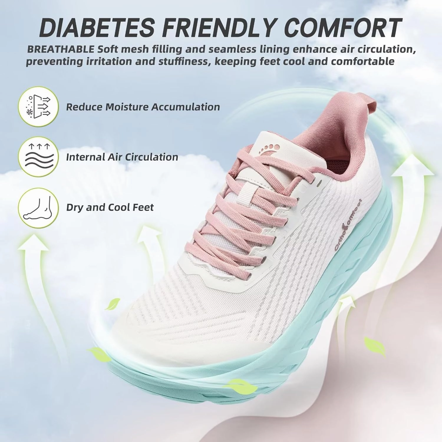 Women's Orthopedic Diabetic Wide Running Shoes: Comfortable Casual Arch Support Plantar Fasciitis Fashion Sneakers, High Arch Work Tennis Walking Shoes for Foot and Heel Pain Relief