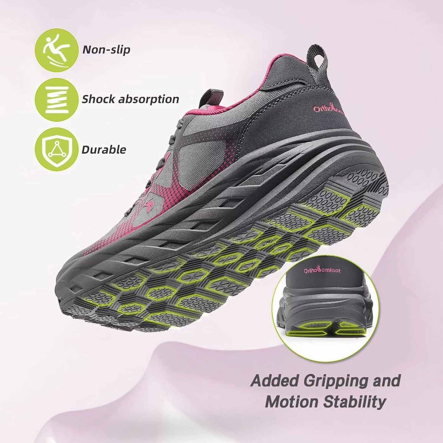 Women's Orthopedic Diabetic Wide Running Shoes: Comfortable Casual Arch Support Plantar Fasciitis Orthotic Sneakers, High Arch Swollen Work Tennis Sports Shoes for Foot and Heel Pain Relief