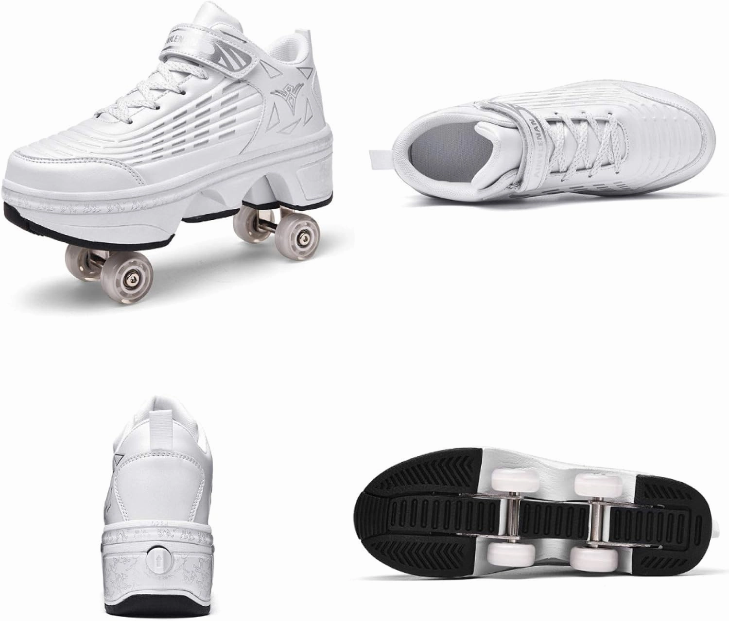 ZKHD Roller Skate Shoes Roller Skates Women 2in1 Multipurpose Shoes Shoes with Wheels Skateboarding Shoes Outdoor Sports Skating Travel Best Choice,White-EU41