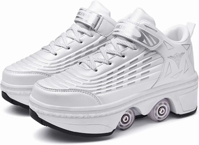 ZKHD Roller Skate Shoes Roller Skates Women 2in1 Multipurpose Shoes Shoes with Wheels Skateboarding Shoes Outdoor Sports Skating Travel Best Choice,White-EU41