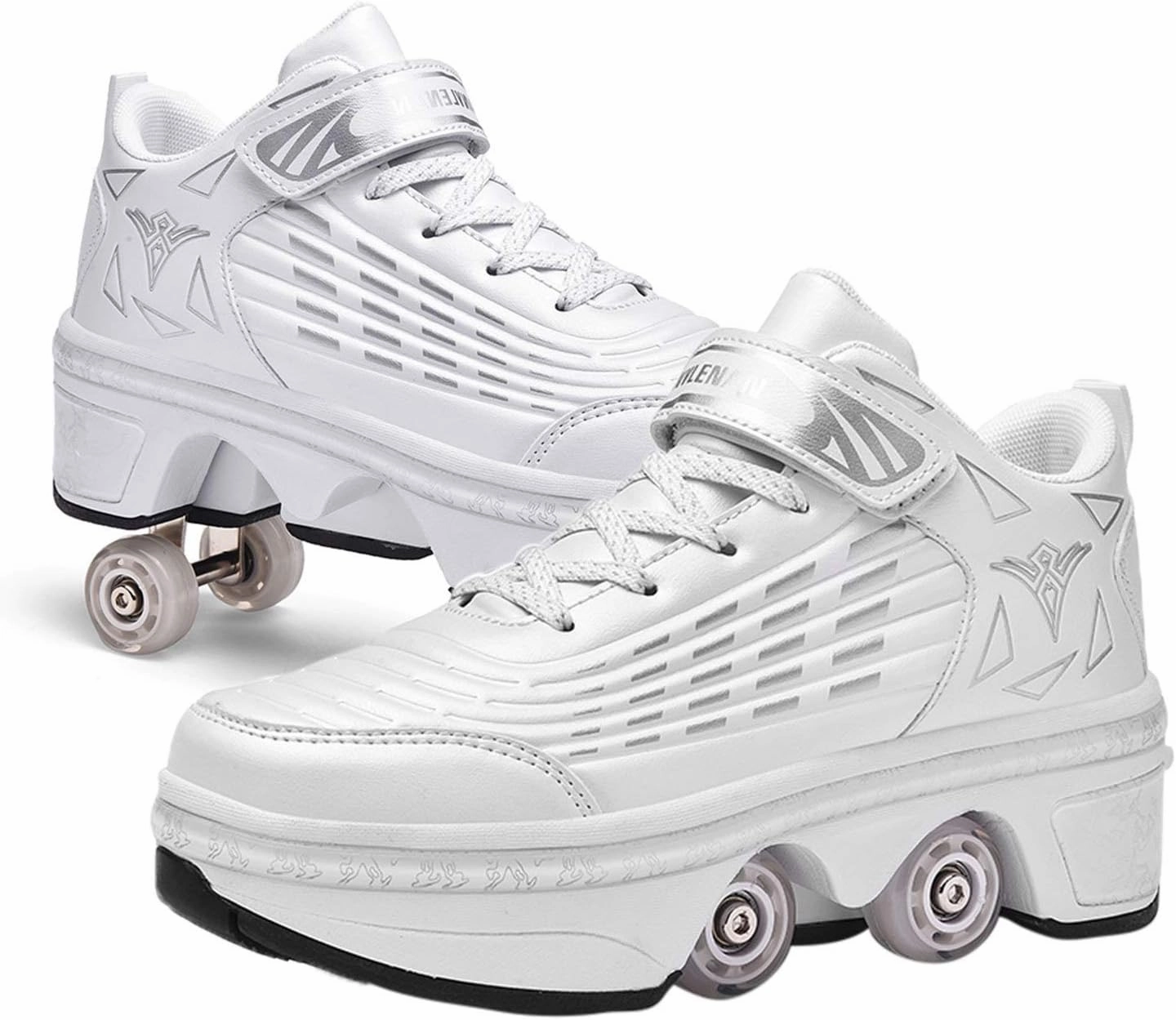 ZKHD Roller Skate Shoes Roller Skates Women 2in1 Multipurpose Shoes Shoes with Wheels Skateboarding Shoes Outdoor Sports Skating Travel Best Choice,White-EU41